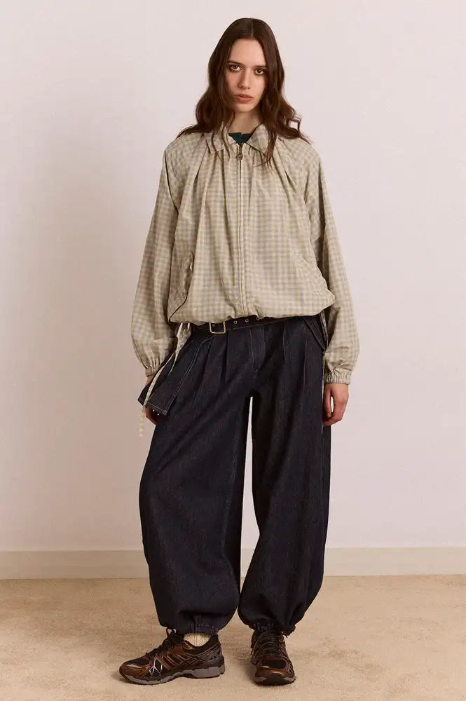 Damson Madder Lailah Oyster Gingham Lightweight Bomber