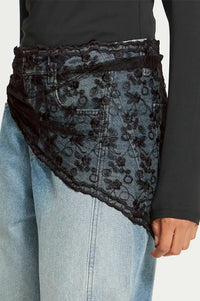 ICHI Blondie Black Lace Scarf - The Mercantile London