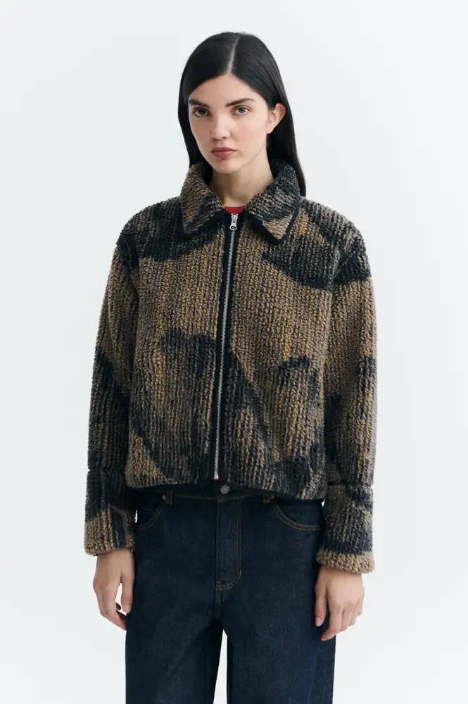 Thinking Mu Kendra Camel Lotus Sherling Jacket - The Mercantile London