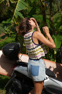 Seventy + Mochi Edie Lime Stripe Tie Vest - The Mercantile London