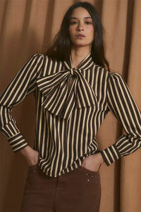 Sophie + Lucie Brown Trio Striped Blouse