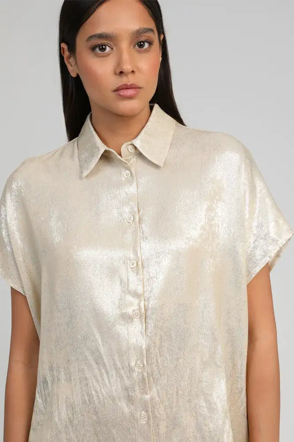 An'ge Amoryna Ecru Pearl Shirt - The Mercantile London