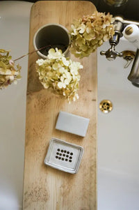 Hand Painted Taupe Breton Stripe Soap Dish - The Mercantile London