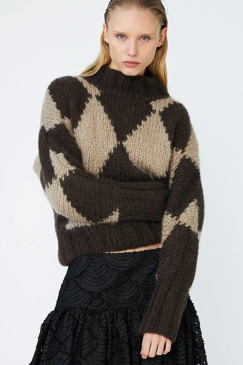 Dawn x Dare Erica Mocha Diamond Jumper - The Mercantile London