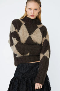 Dawn x Dare Erica Mocha Diamond Jumper - The Mercantile London
