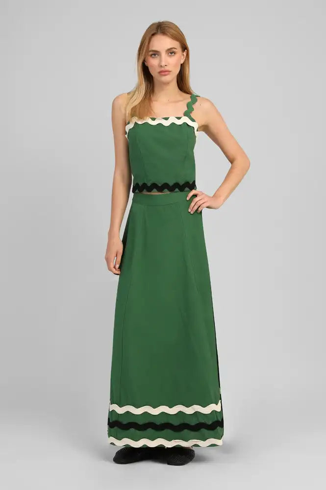 An'ge Roline Green Ric Rac Skirt