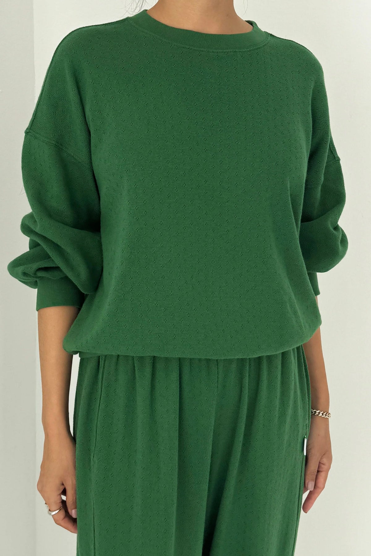 Le Bon Shoppe Pointelle Core Moss Green Sweatshirt