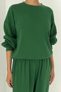 Le Bon Shoppe Pointelle Core Moss Green Sweatshirt