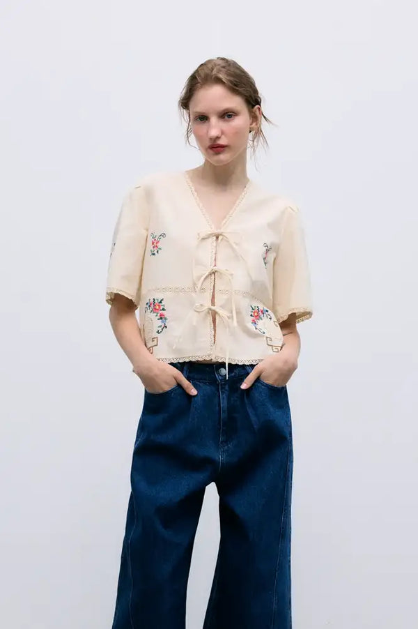 The New Society Narcise Embroidered Blouse - The Mercantile London