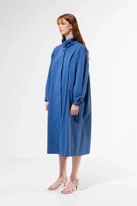 Emin + Paul Blue Pleated Long Coat - The Mercantile London