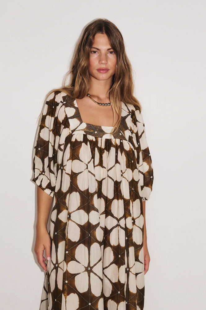 Stella Forest Lotus Brown Print Dress - The Mercantile London