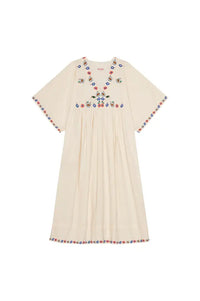 Habiba Flora Vanilla Cream Embroidered Dress