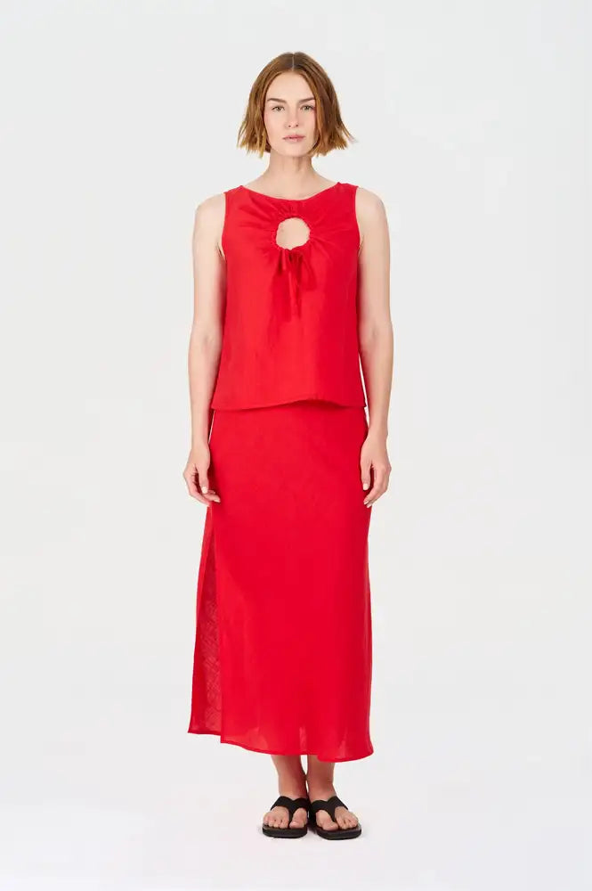 Komodo Zizi Coral Tencel Linen Top - The Mercantile London