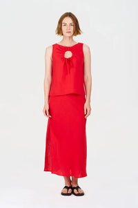 Komodo Zizi Coral Tencel Linen Top - The Mercantile London
