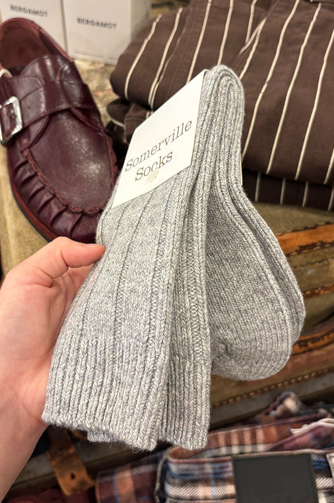 Sommerville Heather Grey Recycled Wool Socks - The Mercantile London