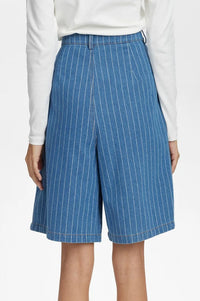 Numph Lucie Blue Denim Stripe Shorts - The Mercantile London