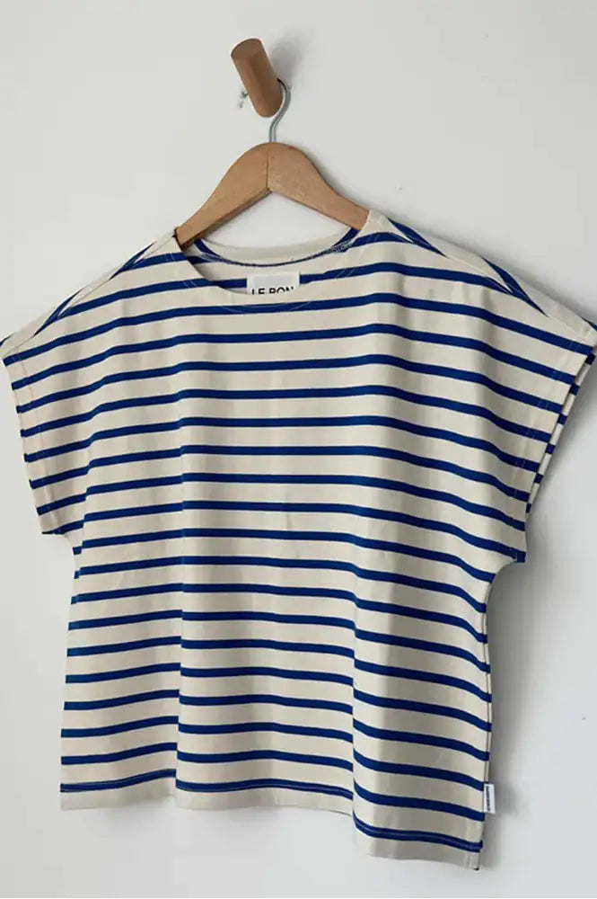 Le Bon Shoppe Manon Blue Stripe On Cream Tee - The Mercantile London