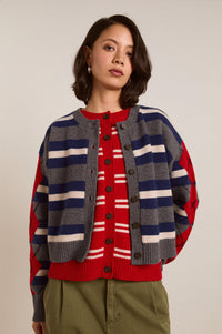 Damson Madder Didi Argyle Stripe Double Cardigan