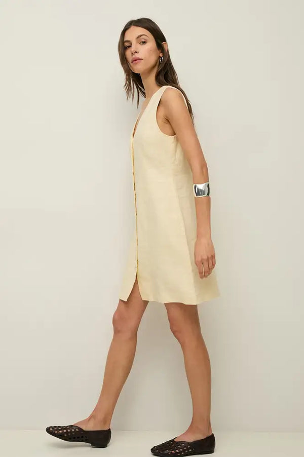 Yerse Light Yellow Button Up Dress - The Mercantile London