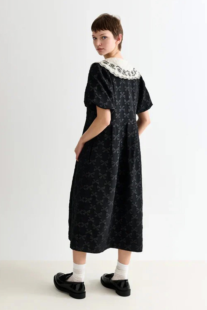 Louche Iris Bow Jacquard Lace Collar Dress - The Mercantile London
