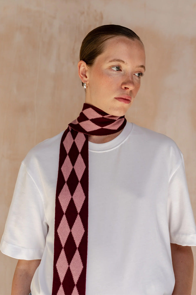 TBCo Burgundy Harlequin Skinny Scarf