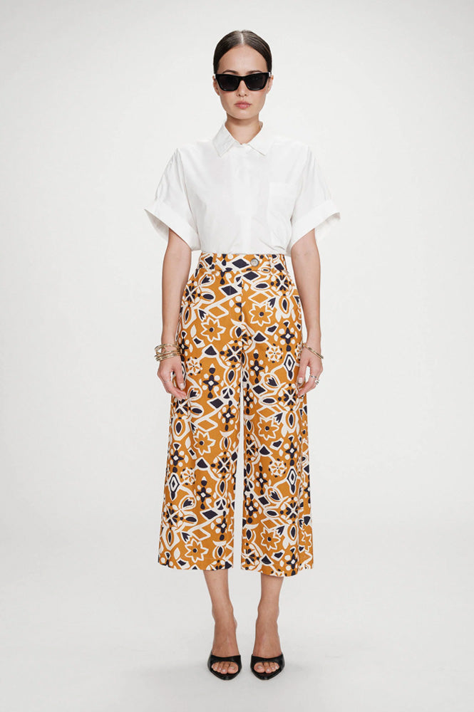 Grace & Mila Varsy Cognac Print Trousers - The Mercantile London