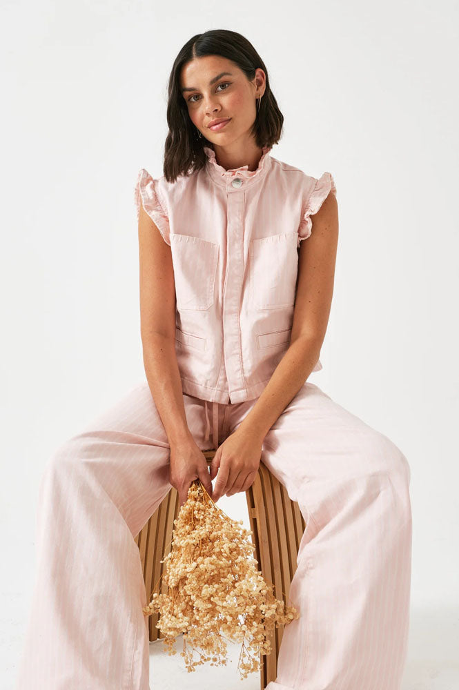 Seventy + Mochi Pablo Pink Dawn Stripe Waistcoat - The Mercantile London