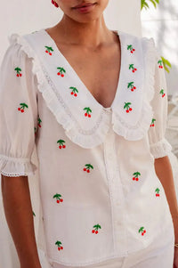 Pink City Prints Ava Cherrylicious Blouse - The Mercantile London