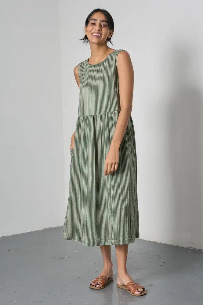 Bibico Elaine Green Striped Dress - The Mercantile London
