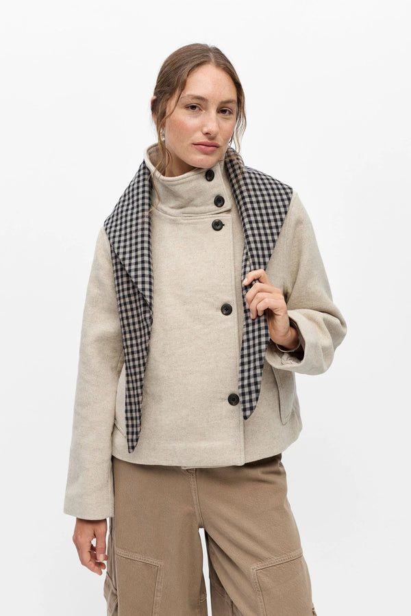 Object Opal Grey and Black Padded Check Scarf