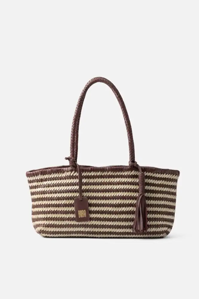 Biba Perkins Striped Brown Braided Leather Bag