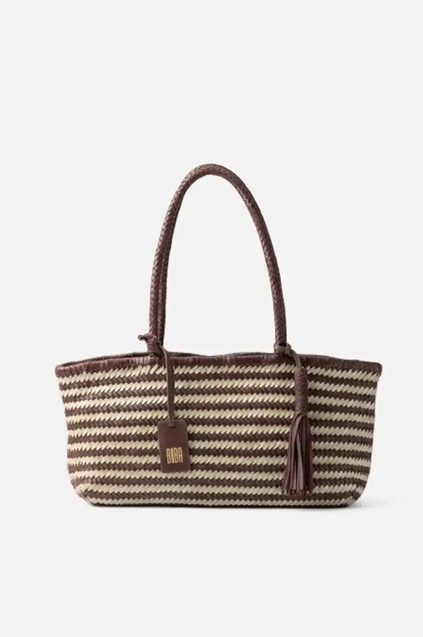 Biba Perkins Striped Brown Braided Leather Bag