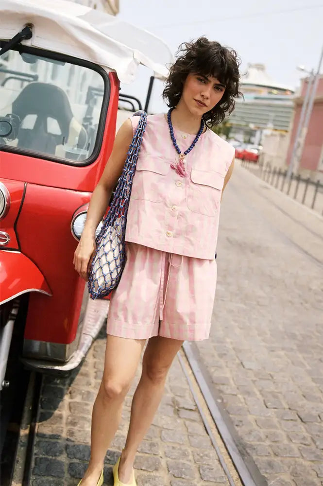 FRNCH Luminous Rose Check Shorts - The Mercantile London