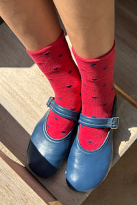 Le Bon Shoppe Tomato & Navy Heart Sneaker Socks