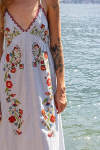 Indi & Cold Ice Blue Cross Stitch Strap Dress