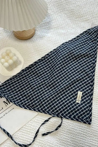 Funkyrel Haila Navy Plaid Triangle Headscarf - The Mercantile London