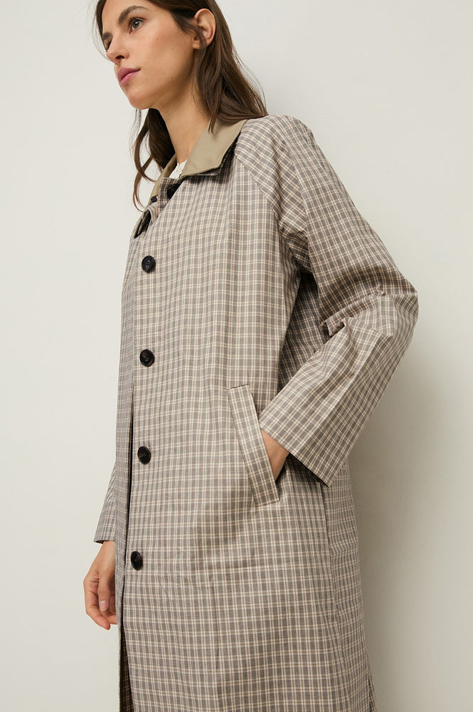 Yerse Check Water Repellent Trench Coat - The Mercantile London
