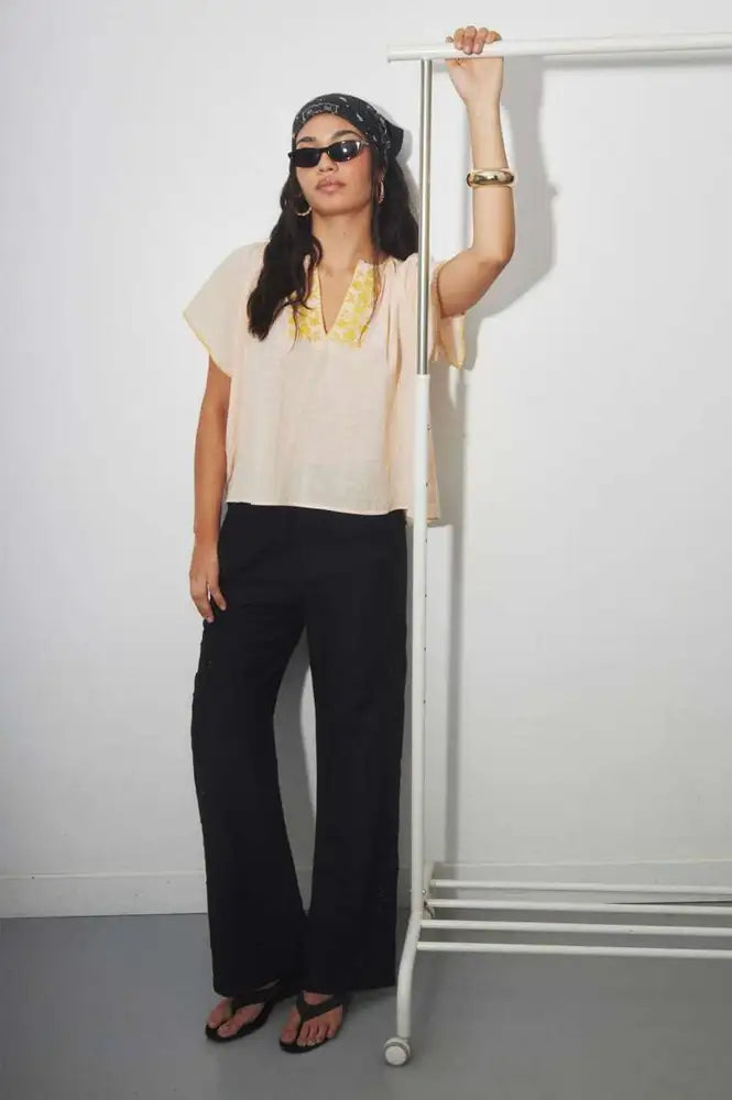 Louizon Kotta Nude & Yellow Blouse - The Mercantile London