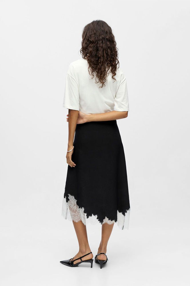 Object Dalme Black and White Lace Skirt - The Mercantile London
