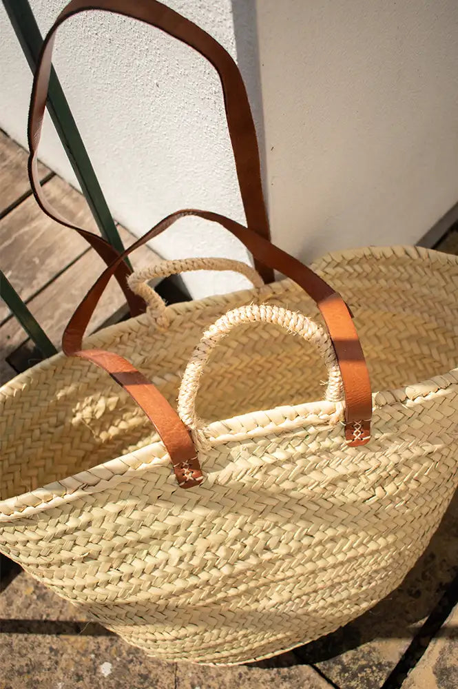 Mikwi French Double Strap Classic Market Basket Bag