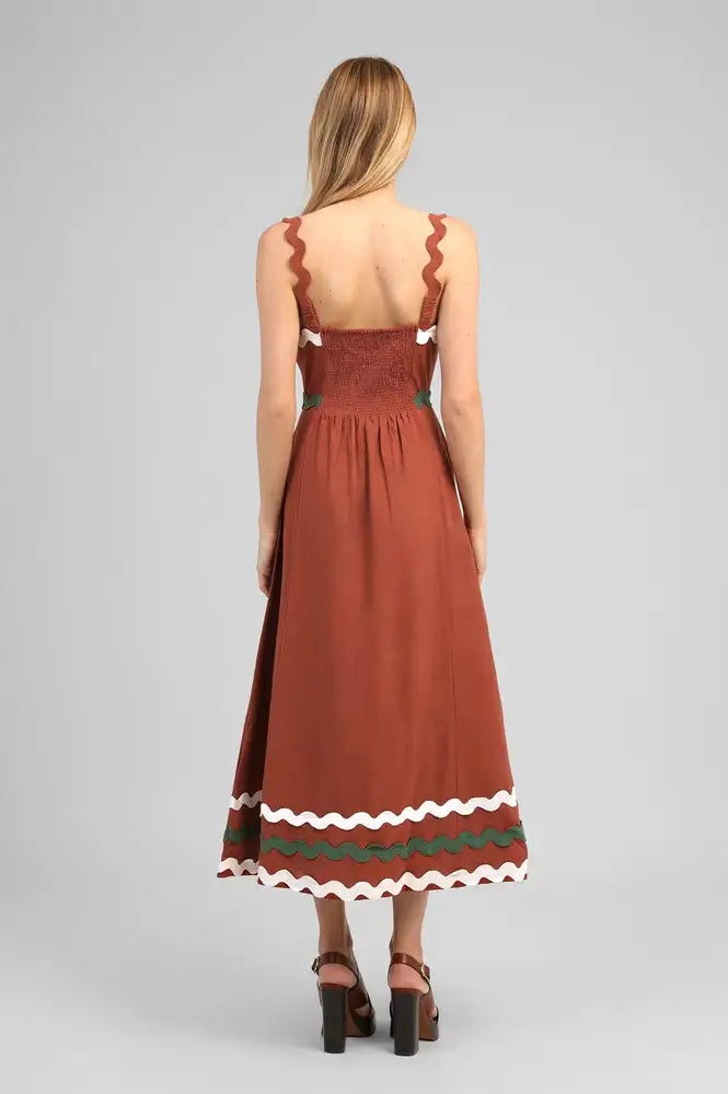 An'ge Ovalentin Brown Ric Rac Dress