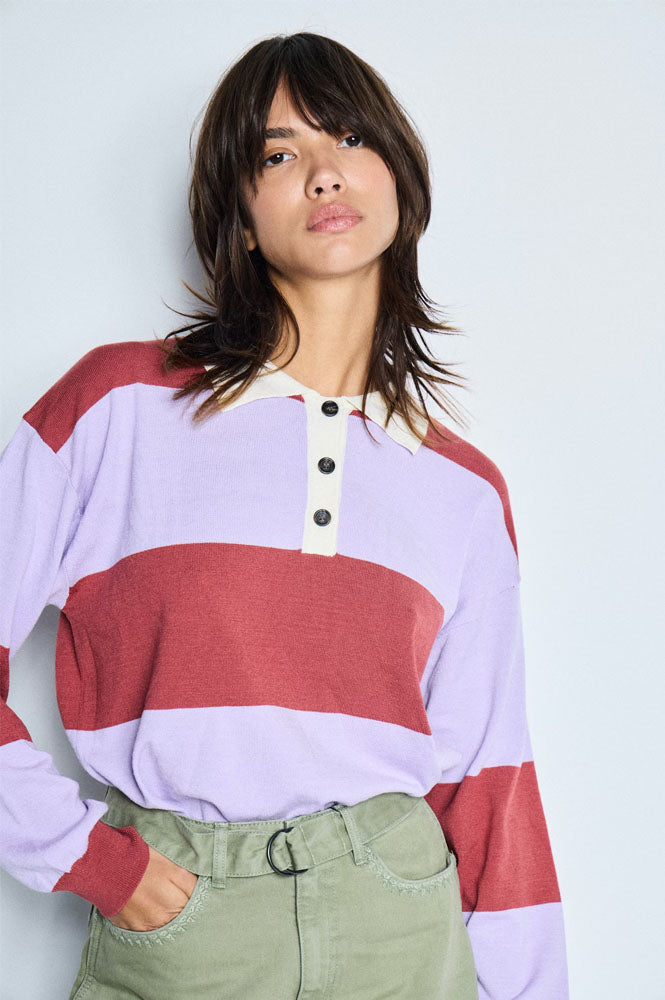 ICHI Boston Violet Rose Striped Pullover