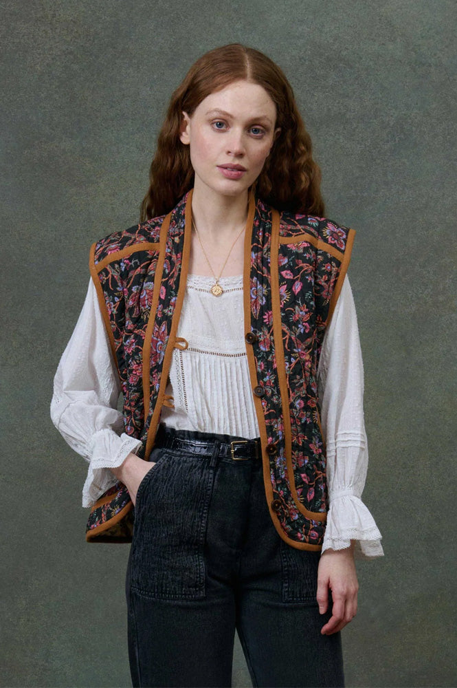 Louise Misha Nelina Black & Cream Floral Jacket - The Mercantile London