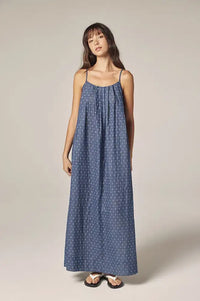 Amente Denim Polka Dot Tie Back Dress