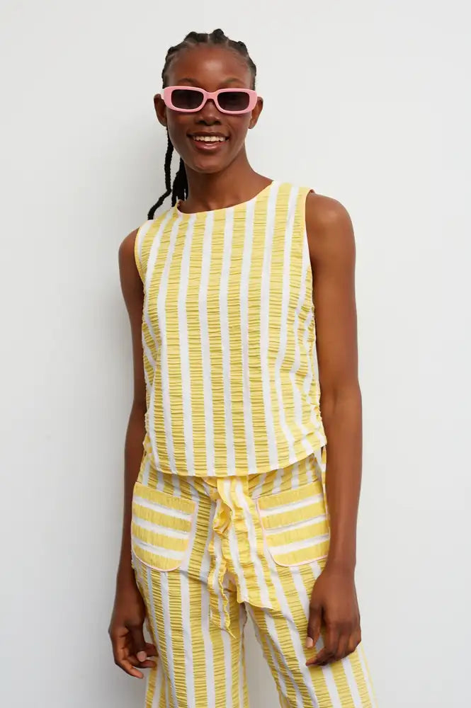 Dr Bloom Travel Yellow Stripe Top - The Mercantile London