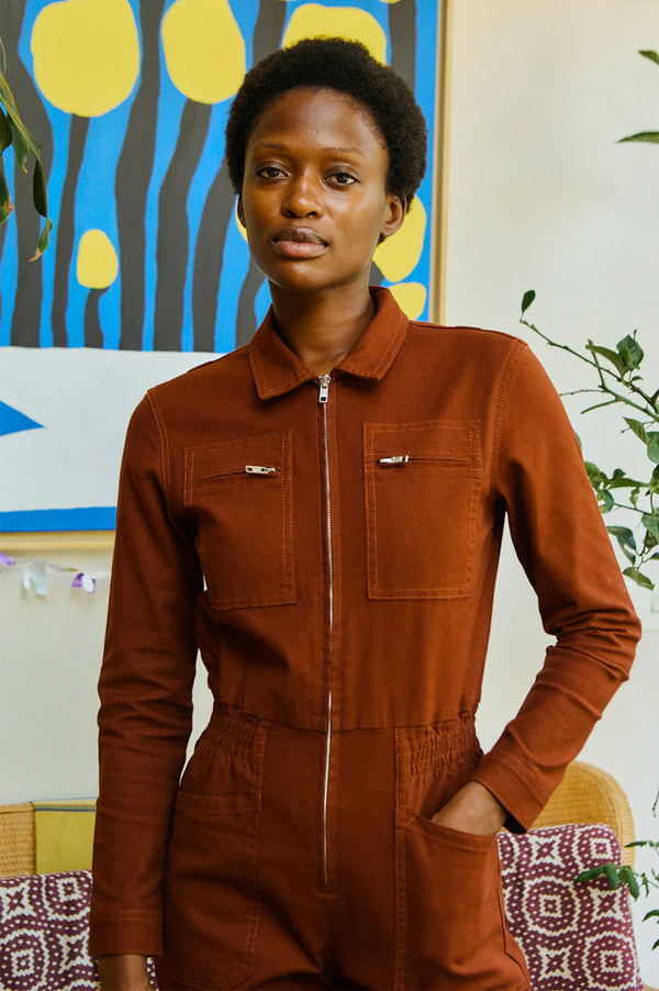 L.F. Markey Danny Rust Stretch Canvas Boiler Suit - The Mercantile London