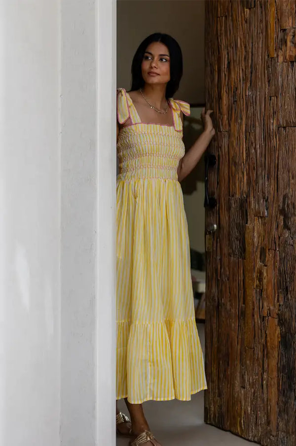Dilli Grey Yasmin Yellow Candy Stripe - The Mercantile London
