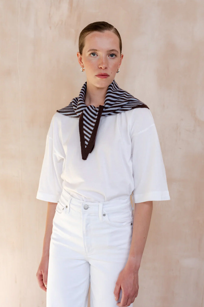 TBCo Blue & Brown Stripe Triangle Scarf - The Mercantile London