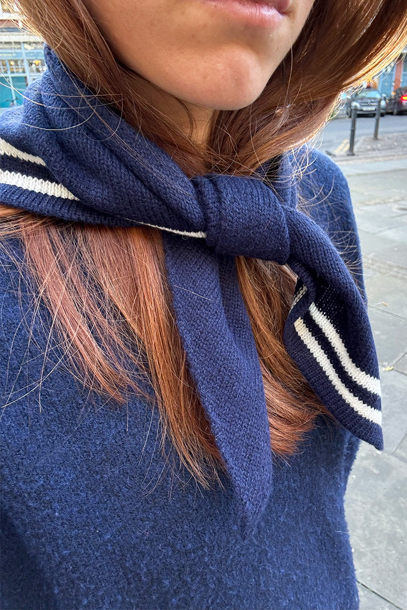 Somerville Navy Cashmere Neckerchief Scarf