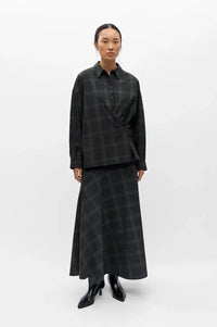 Object Diena Gunmetal Check Maxi Skirt